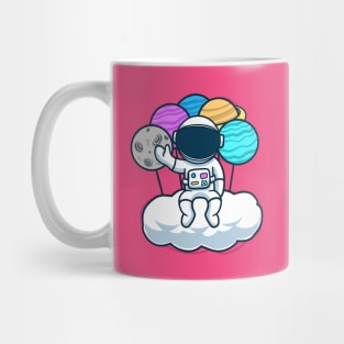 Astronaut Sitting On Cloud With Planet Balloon Mug